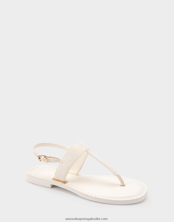 mulheres sandália plana de couro branco Aerosoles 0LRLL454