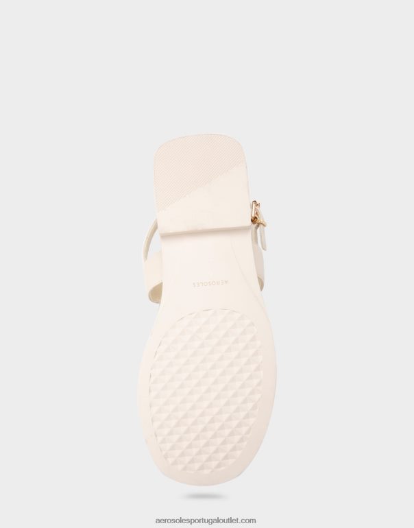 mulheres sandália plana de couro branco Aerosoles 0LRLL454