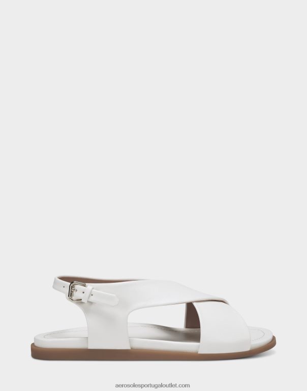 mulheres sandália plana de couro falso branco Aerosoles 0LRLL469