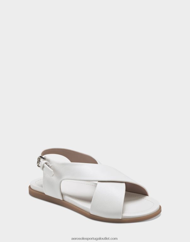 mulheres sandália plana de couro falso branco Aerosoles 0LRLL469