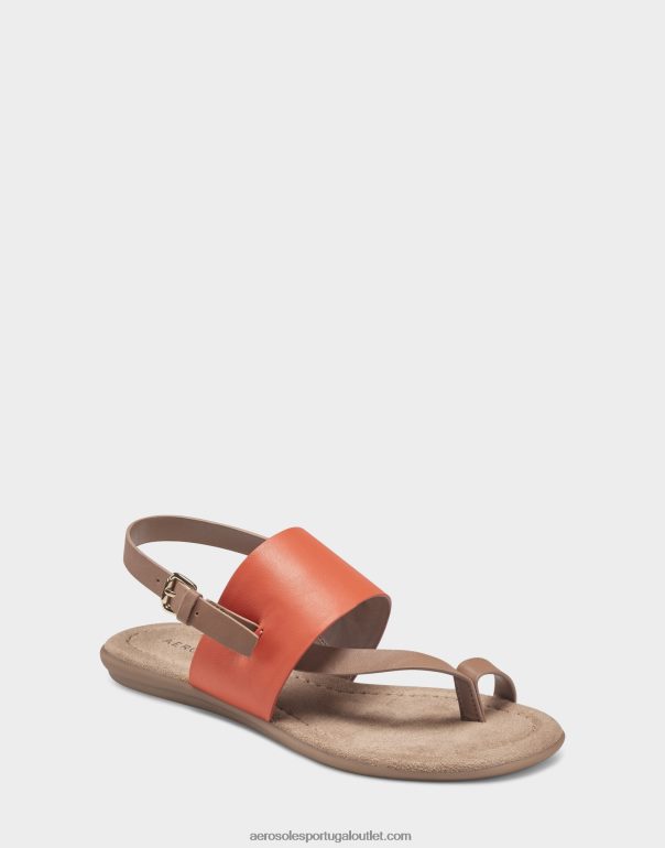mulheres sandália plana laranja couro sintético Aerosoles 0LRLL462