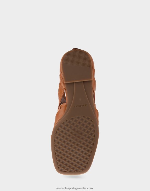 mulheres sandália rasa couro bege Aerosoles 0LRLL410