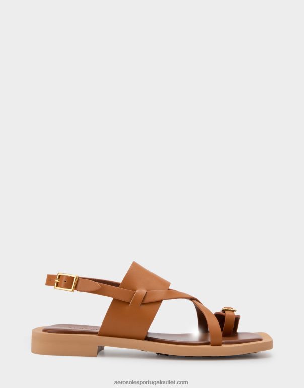 mulheres sandália rasa couro bege Aerosoles 0LRLL412