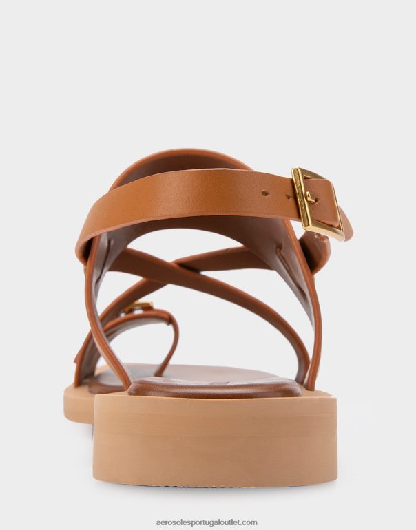 mulheres sandália rasa couro bege Aerosoles 0LRLL412