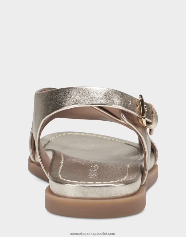 mulheres sandália rasa couro sintético dourado Aerosoles 0LRLL471