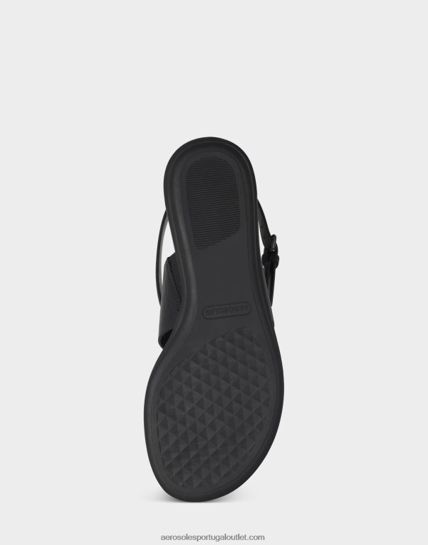 mulheres sandália rasa couro sintético preto Aerosoles 0LRLL468