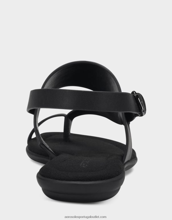 mulheres sandália rasa couro sintético preto Aerosoles 0LRLL468