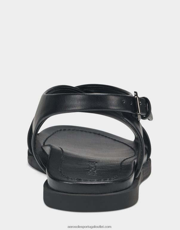 mulheres sandália rasa couro sintético preto Aerosoles 0LRLL474