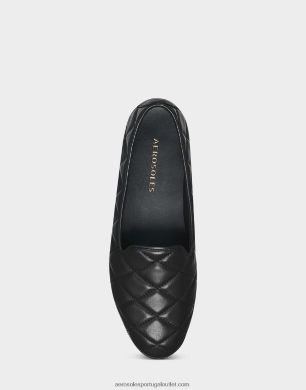 mulheres mocassim couro matelassê preto Aerosoles 0LRLL154