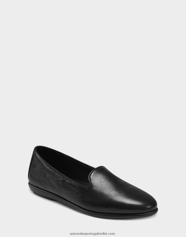 mulheres mocassim couro preto Aerosoles 0LRLL146