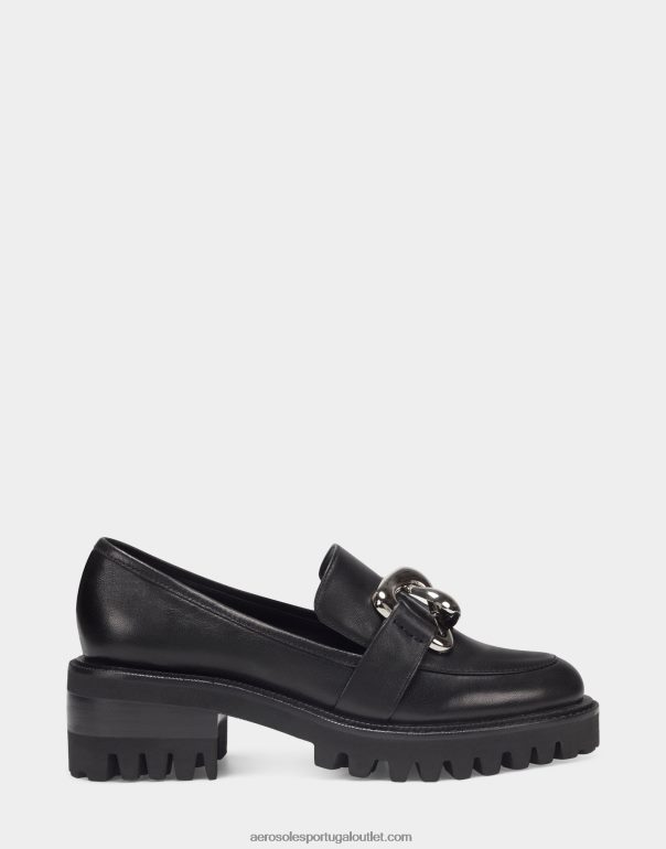 mulheres mocassim couro preto Aerosoles 0LRLL147