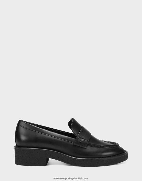 mulheres mocassim couro preto Aerosoles 0LRLL165
