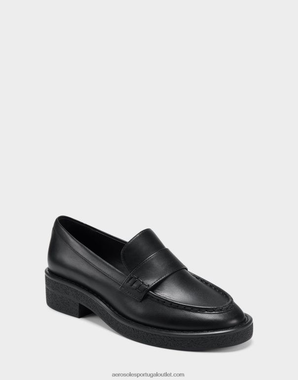 mulheres mocassim couro preto Aerosoles 0LRLL165