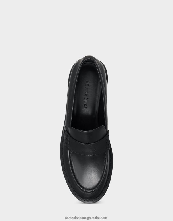 mulheres mocassim couro preto Aerosoles 0LRLL165