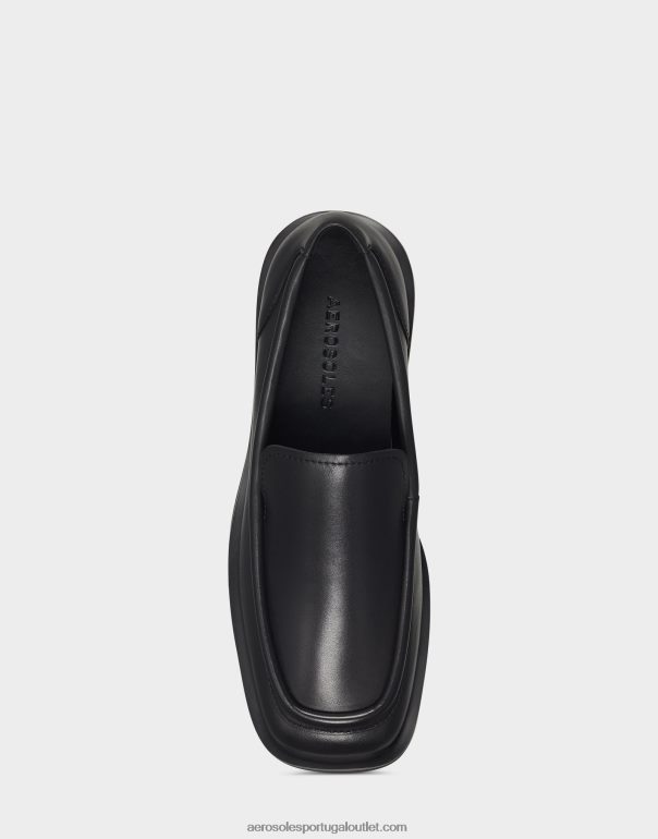 mulheres mocassim couro preto Aerosoles 0LRLL186