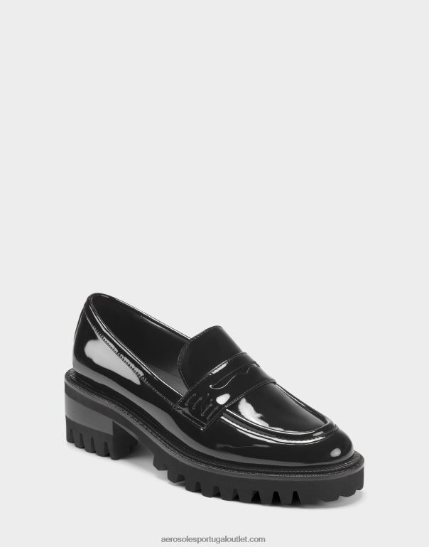 mulheres mocassim preto patente Aerosoles 0LRLL164
