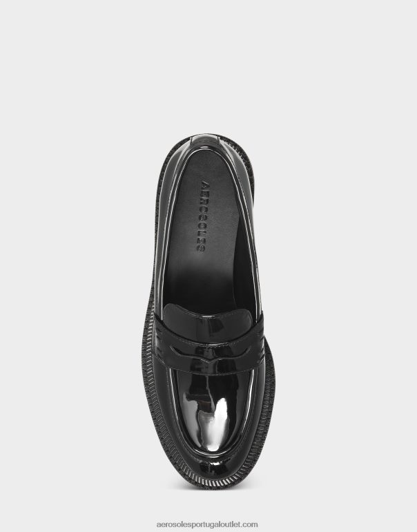 mulheres mocassim preto patente Aerosoles 0LRLL164