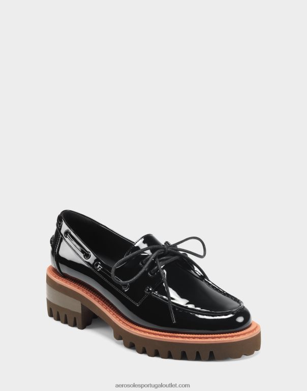 mulheres mocassim preto patente Aerosoles 0LRLL169