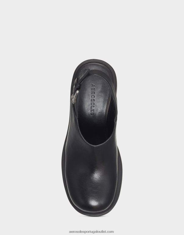mulheres couro preto mula Aerosoles 0LRLL266