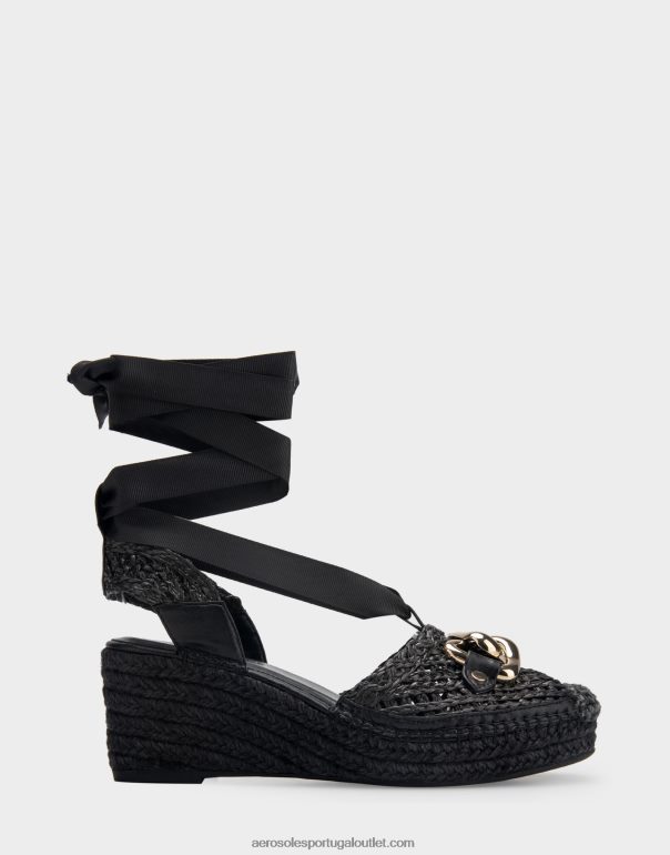 mulheres espadrille plataforma tecido preto Aerosoles 0LRLL259