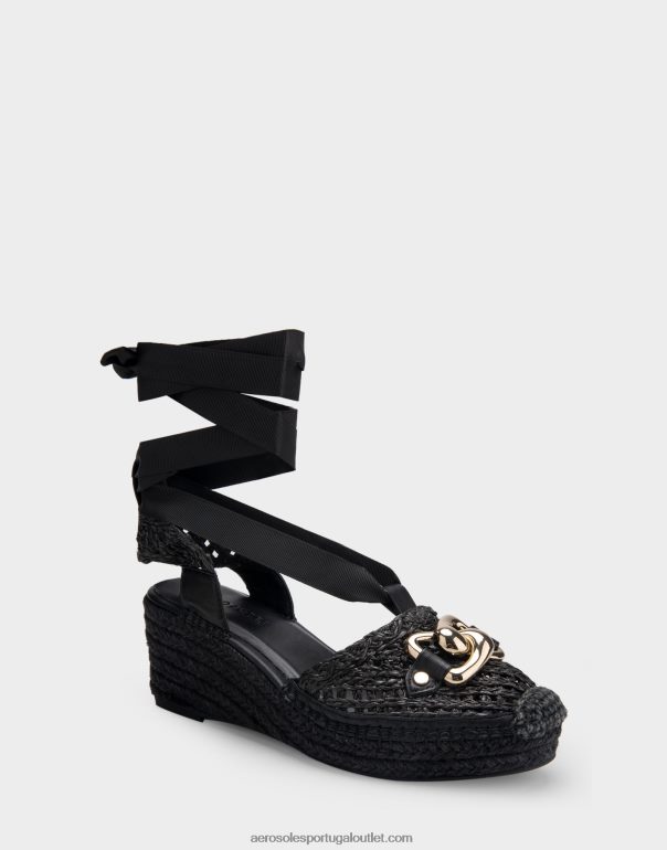 mulheres espadrille plataforma tecido preto Aerosoles 0LRLL259