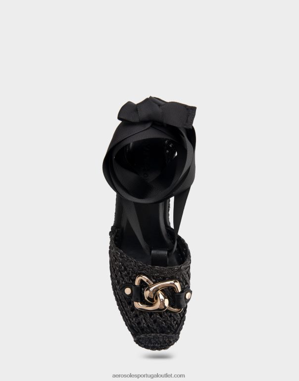 mulheres espadrille plataforma tecido preto Aerosoles 0LRLL259