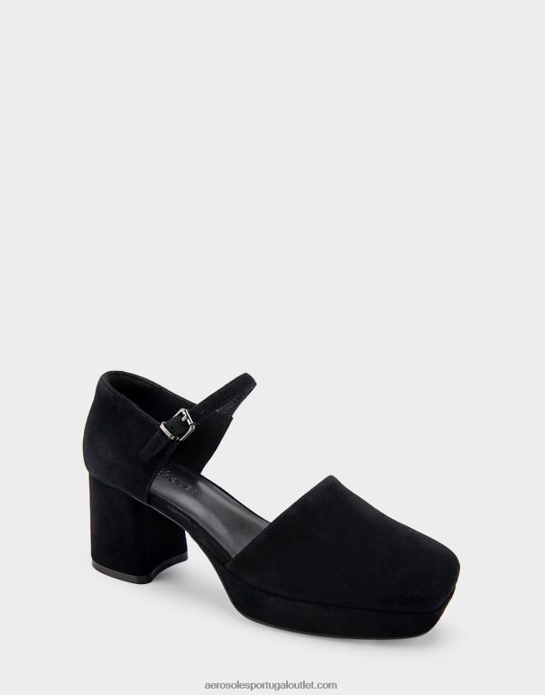 mulheres salto plataforma camurça preta Aerosoles 0LRLL362