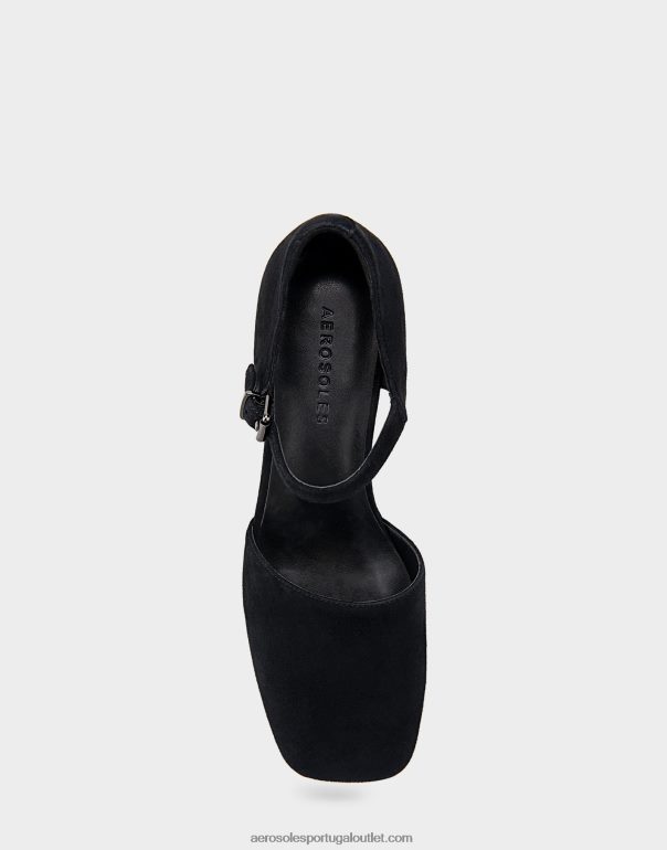 mulheres salto plataforma camurça preta Aerosoles 0LRLL362