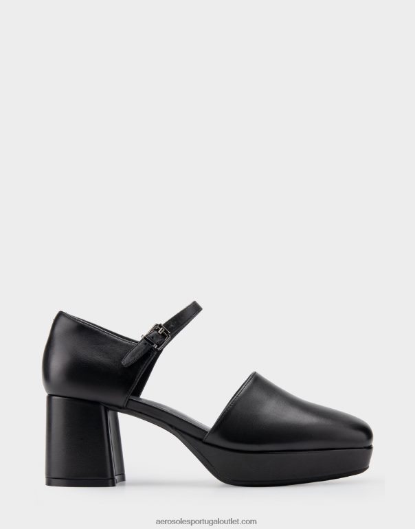 mulheres salto plataforma couro preto Aerosoles 0LRLL366