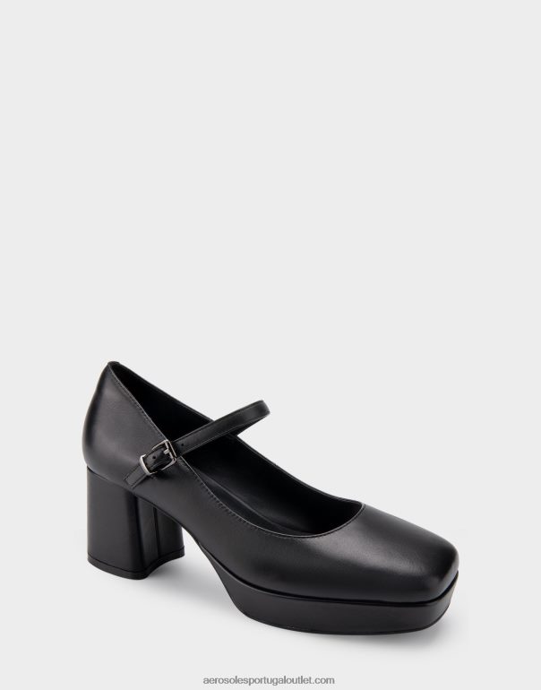 mulheres salto plataforma couro preto Aerosoles 0LRLL368