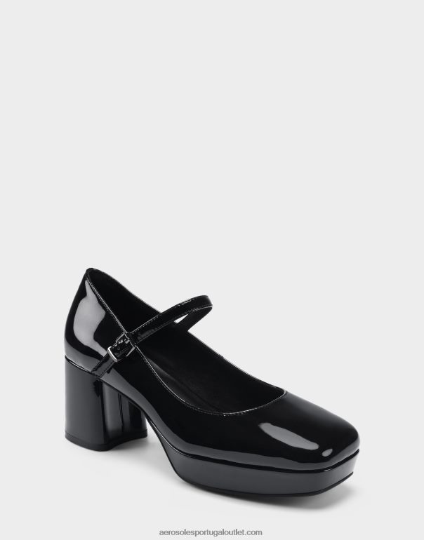 mulheres salto plataforma preto patente Aerosoles 0LRLL372