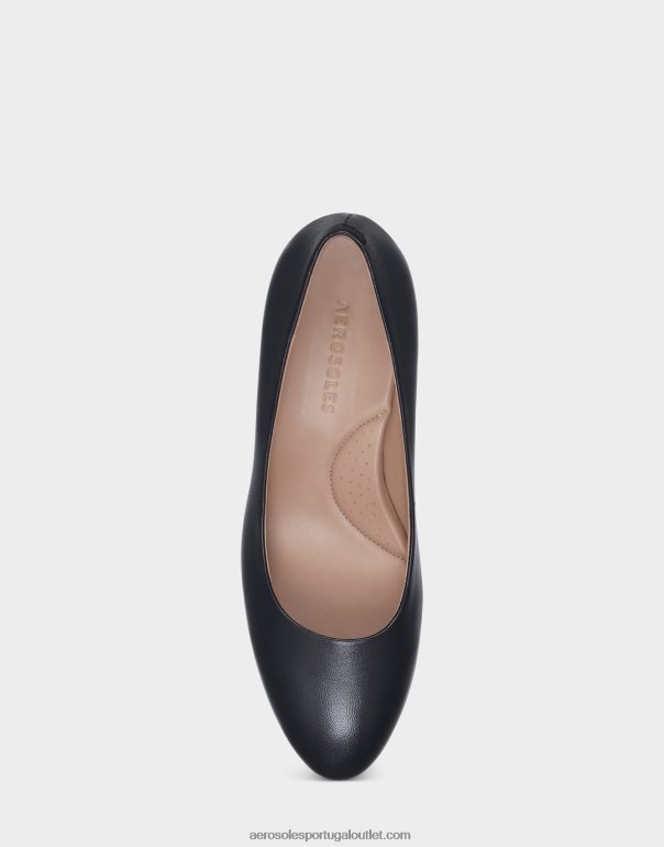 mulheres cunha de couro preto Aerosoles 0LRLL328