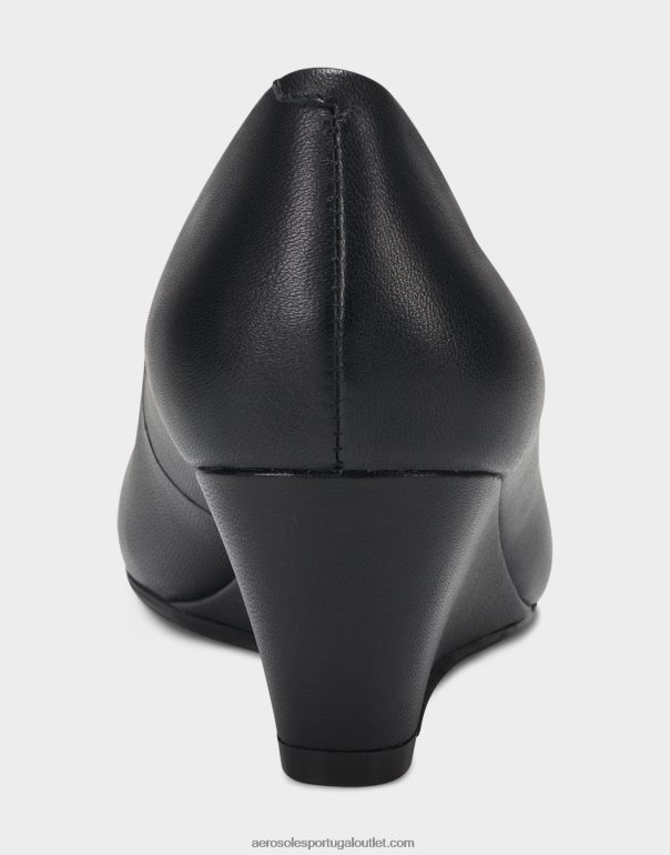mulheres cunha de couro preto Aerosoles 0LRLL328