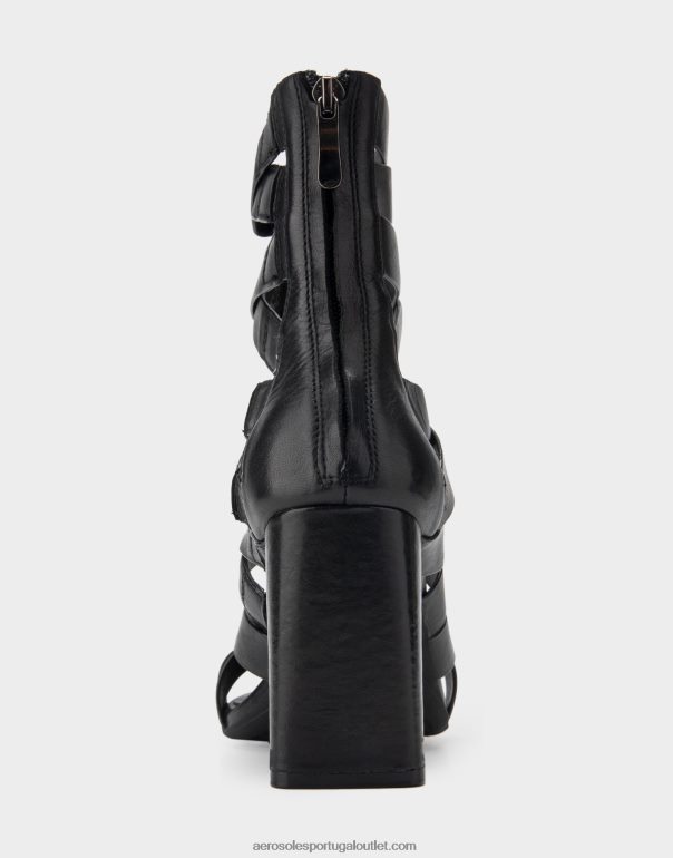 mulheres sandália salto alto couro preto Aerosoles 0LRLL407