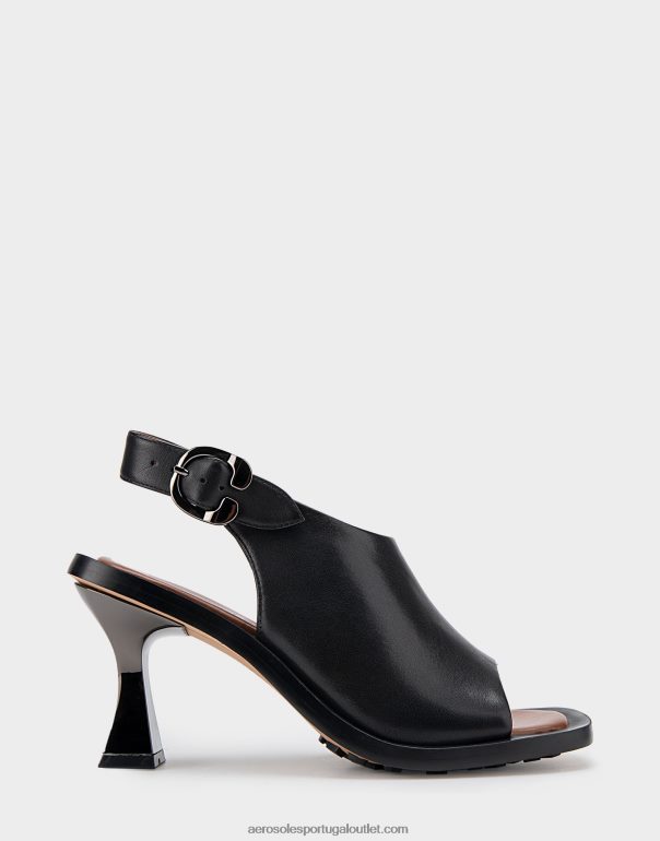 mulheres sandália salto alto couro preto Aerosoles 0LRLL417