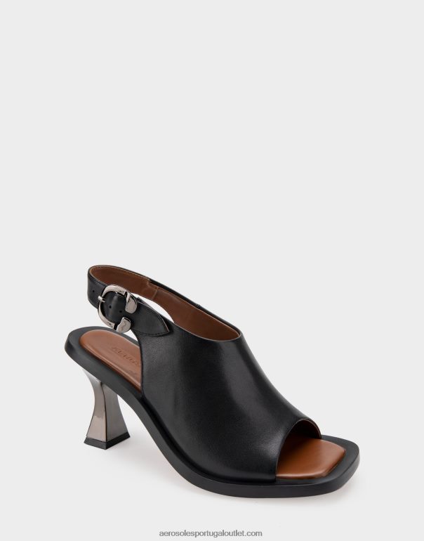 mulheres sandália salto alto couro preto Aerosoles 0LRLL417