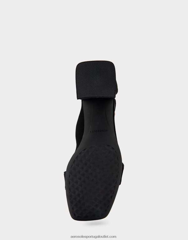 mulheres sandália salto grosso camurça preta Aerosoles 0LRLL414