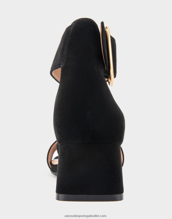 mulheres sandália salto grosso camurça preta Aerosoles 0LRLL414