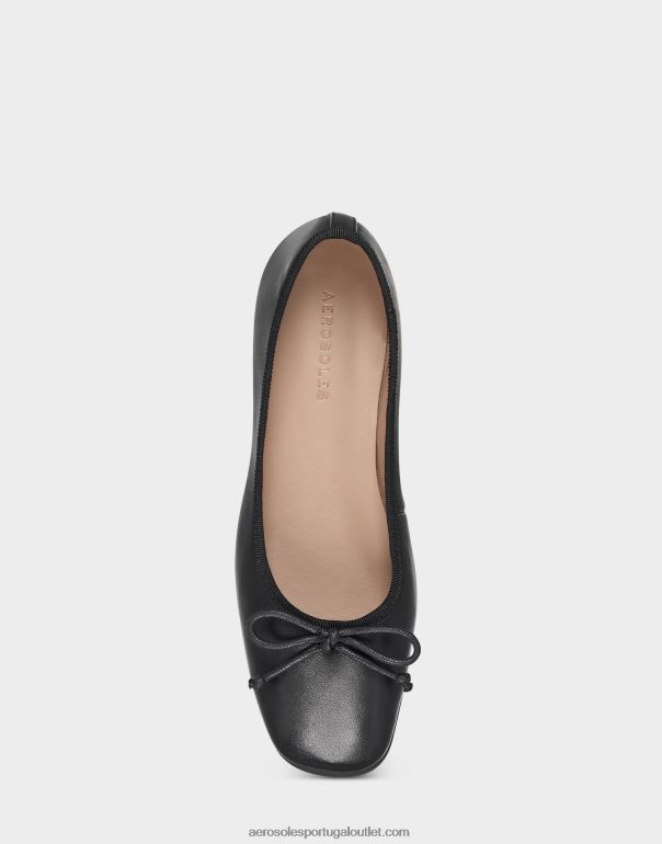 mulheres balé liso couro preto Aerosoles 0LRLL250